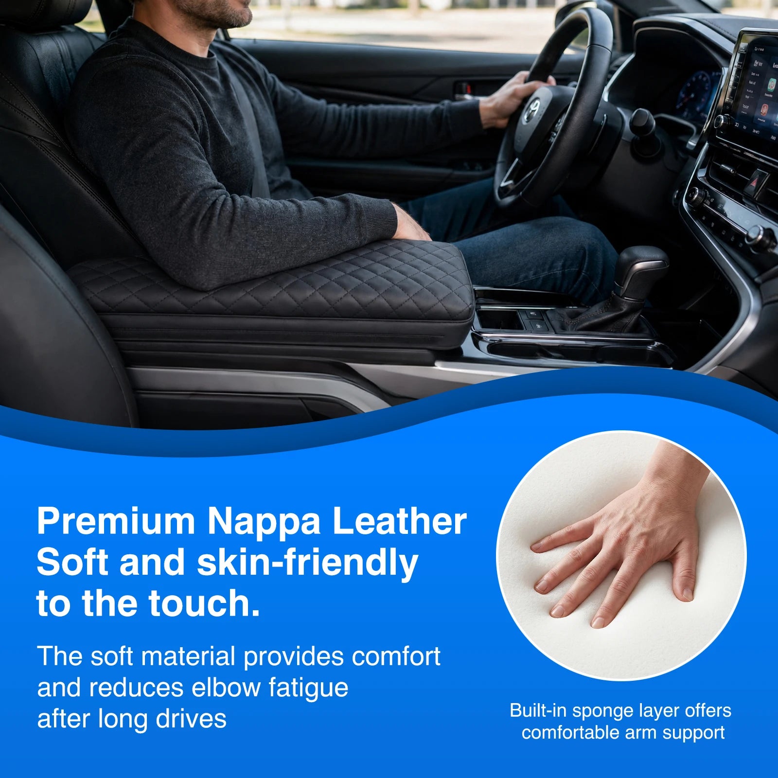 Nilight Center Console Cover Compatible with Toyota Camry 2025 2026 LE SE XLE XSE Nappa Leather Armrest Cover for Toyota Car Accessories Waterproof Middle Arm Rest Cover Pad Armrest Box Cushion, Black