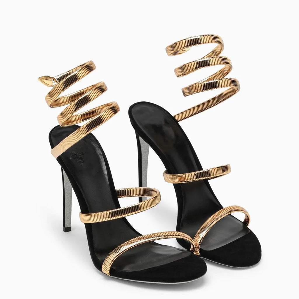 Star style Sexy Narrow band Coiled-strap Women Sandals Fashion Summer Stiletto High heels Gladiator Sandals Party Prom Shoes