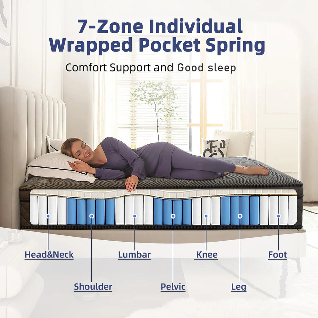 LayRoad 12-14inch Full-Size Memory Foam Mattress Available in Single, Twin, Queen, and King Sizes Boxed Mattress Medium Firmness