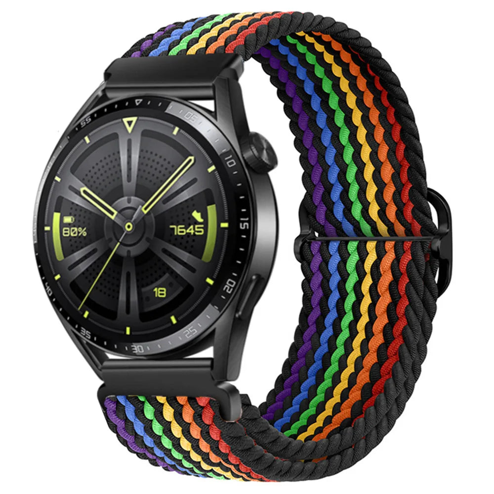 20mm 22mm Braided Solo Loop Strap For Samsung Watch 5/4/3 Active 2/Huawei Watch 3/GT Nylon Elastic Bracelet Amazfit GTR/GTS Belt