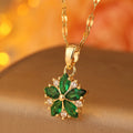 New Sweet Pink Cherry Blossoms Pendant Stainless Steel Necklaces For Women Korean Fashion Temperament Clavicle Chain Jewelry