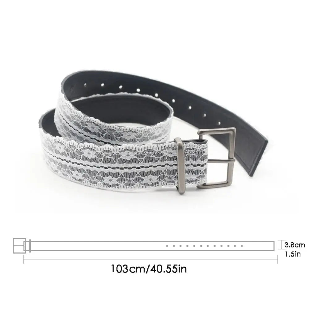 Elegant Beautiful Lace Waist Belt White Floral Leather Lace Waistband Decor Accessory Gift Casual Waist Strap All-match