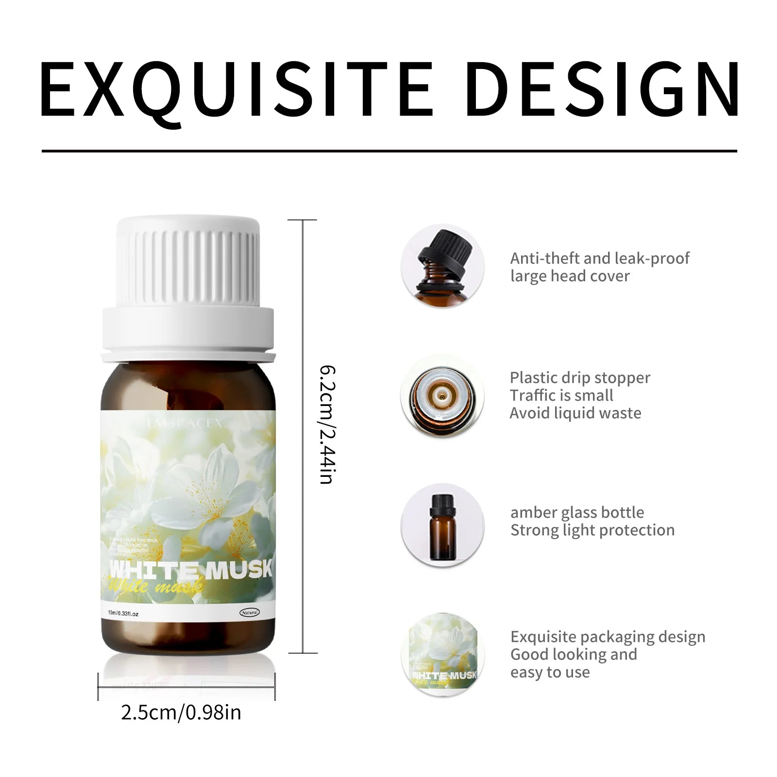 10ml White Musk Oil Rosemary Oil Natural Plant Fresh Aromatherapy for Massage Gifts