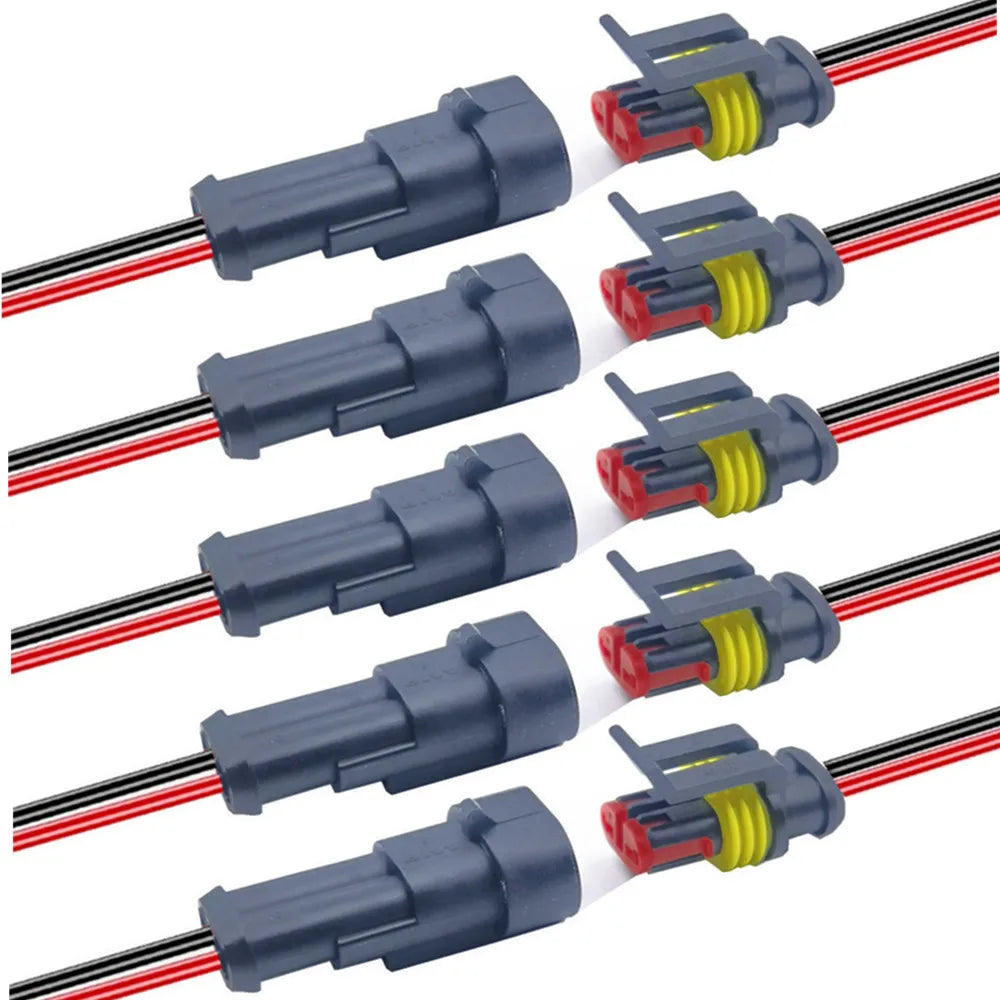 1/2/3/4 Pin Waterproof Connectors, Electrical Terminal Quick Connector, 10Pcs/ 5Sets, With Wire, Suitable For Cars, Ships, Etc.