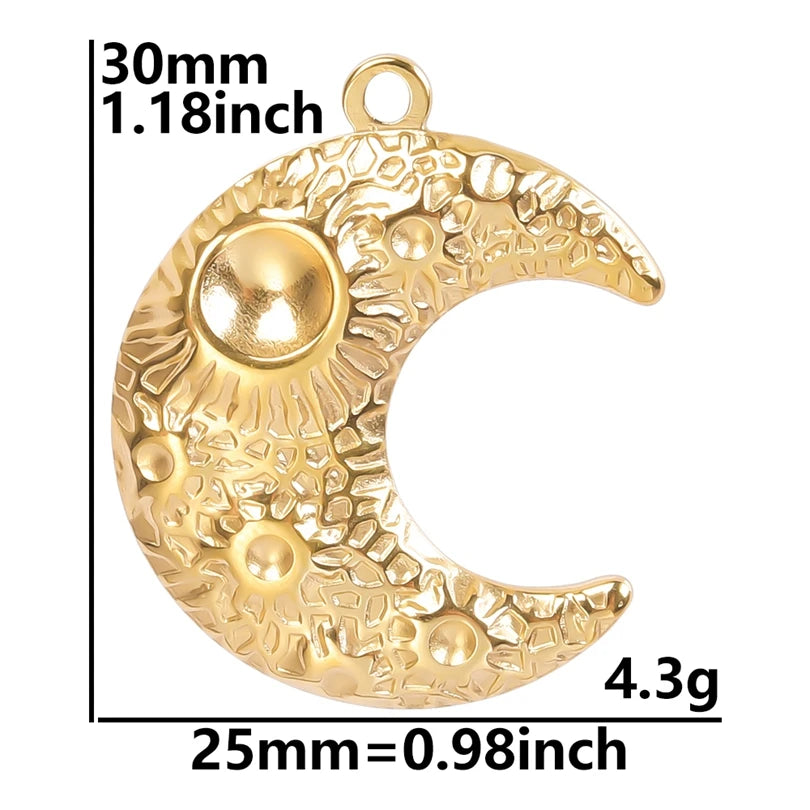 10pcs/lot Stainless Steel Crescent Moon Sun Pendants Moon Girl Friendship Mushroom Forest Charms Jewelry Making Findings No Fade