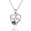 Huitan Silver Color Heart Pendant Necklace Female Anniversary Party Bright Zirconia Accessories Delicate Mom's Day Gift Jewelry