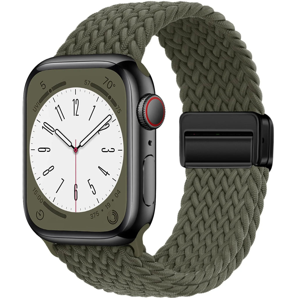 Nylon Strap For Apple Watch Band Ultra 44mm 40mm 45mm 49mm 41mm 44 mm magnetic buckle Braided Bracelet iWatch series 10 9 se 7 8