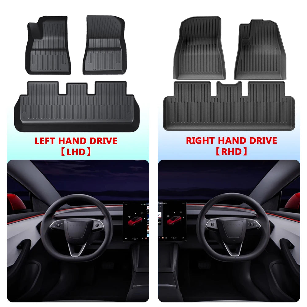 For Tesla Model 3 Highland Floor Mat Left and Right Hand Drive TPE Carpet Waterproof Weather-resistant Foot Pads Mats