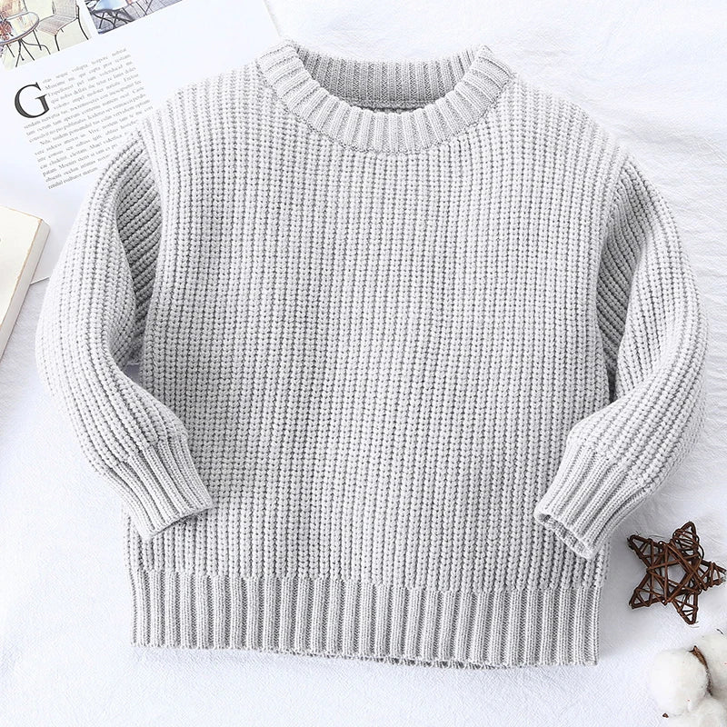 Baby Sweaters Autumn Winter Kids Boys Girls Long Sleeve Pure Color Knit Sweater Baby Kids Boys Girls Pullover Sweaters Clothes