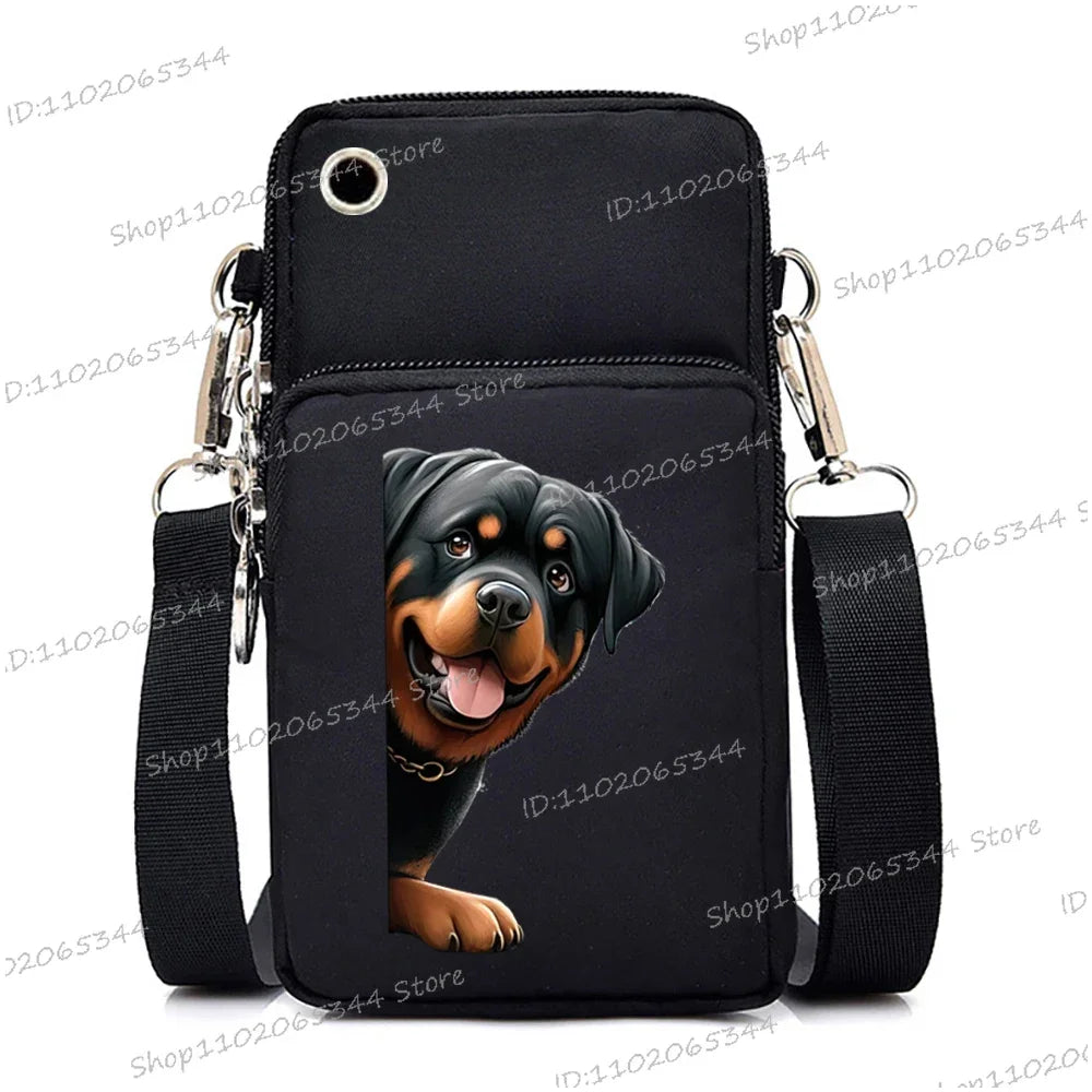 New Mobile Phone Bag Funny Anime Dog Print Shoulder Messenger Bag Women Men Coin Purse Handbag Animal Lover Small Crossbody Bag