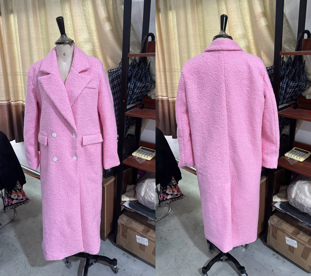 Chic Women's Woolen Overcoat Autumn Winter Solid Lapel Double Breasted Long Sleeve Long Coat 2026 Elegant Lady Street Outwear