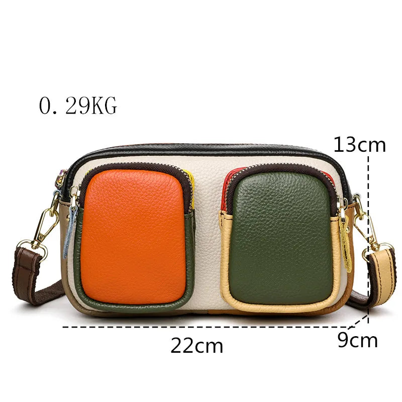 High Quality Thick Genuine Leather Multiple Pockets Messenger Bag Women Handbag 2025 Female Shoulder Bags Luxury Fashion Purse