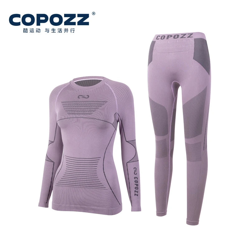 COPOZZ Men Women Ski Thermal Underwear Sets Sports Quick Dry Tracksuit Fitness Workout Exercise Tight Shirts Jackets Sport Suits