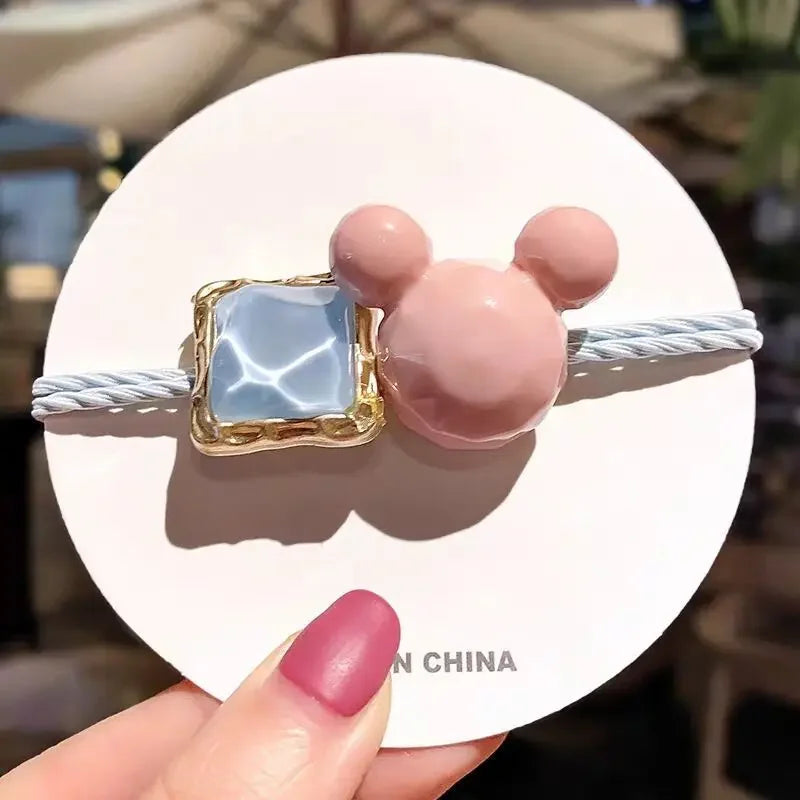 5/10/20PCS Resin Mouse Hair Tie Sweet Hair Ring Square Hair Rope Cute Elastic Ponytail Holder Hair Accessories Women