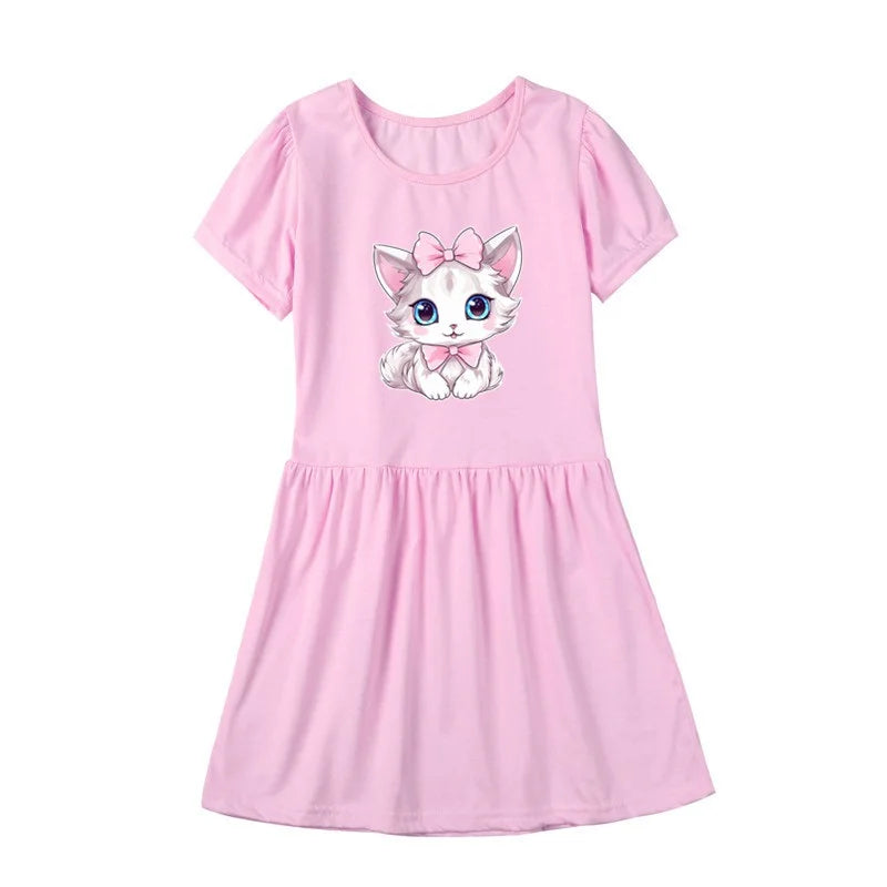 Heart Shape Flower Dress For Girls Summer Fashion Holiday Dress Cotton Short Sleeve Tennis Dresses