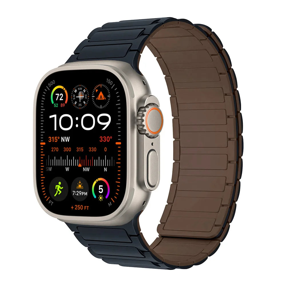Magnetic Strap for Apple Watch Band 45mm 44 mm 40mm 46mm 41mm 42mm 38 Silicone Bracelet iWatch Series 8 7 6 Se 9 10 Ultra 2 49mm