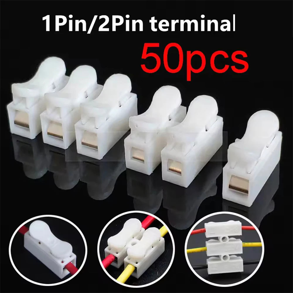 50 Pcs CH1 CH2 CH3 Quick Splice Lock Wire Connectors 1/2/3 Pins Electrical Cable Terminals For Easy Safe Splicing Into Wire