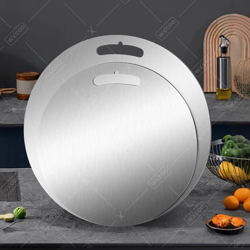 WXCOO Double-sided Cutting Board Kitchen Stainless Steel or Natural Bamboo Chopping Board for Fruit Meat Vegetable Cutting Board