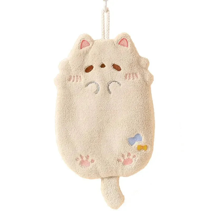 Wholesale Cute Cartoon Tanuki Hanging Towel Coral Velvet Hair Does Not Lose Thick Cloth Kitchen Bathroom Absorbent Towels