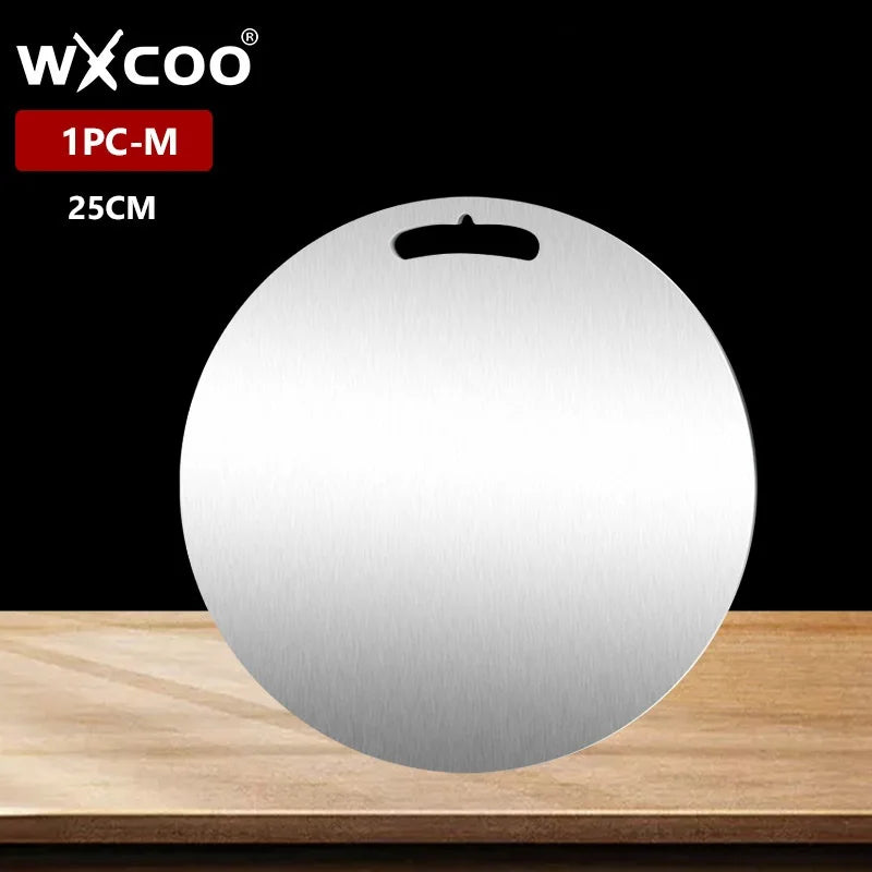 WXCOO Double-sided Cutting Board Kitchen Stainless Steel or Natural Bamboo Chopping Board for Fruit Meat Vegetable Cutting Board