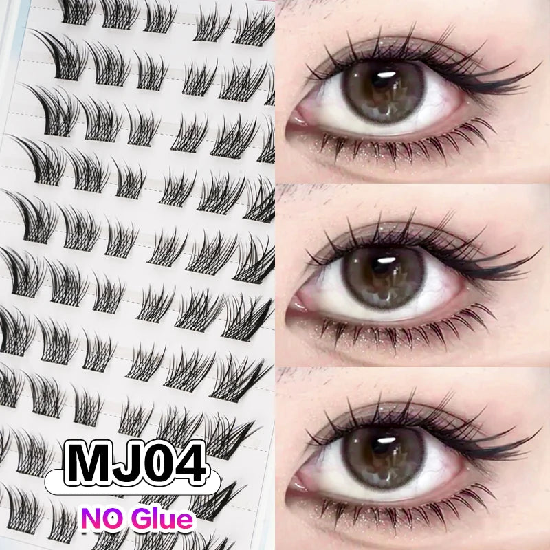 DIY 100 Cluster Self Adhesive Eyelashes Natural Long Fake Eyelash Extension NO Glue Needed Individual Lashes Makeup Tools Cils