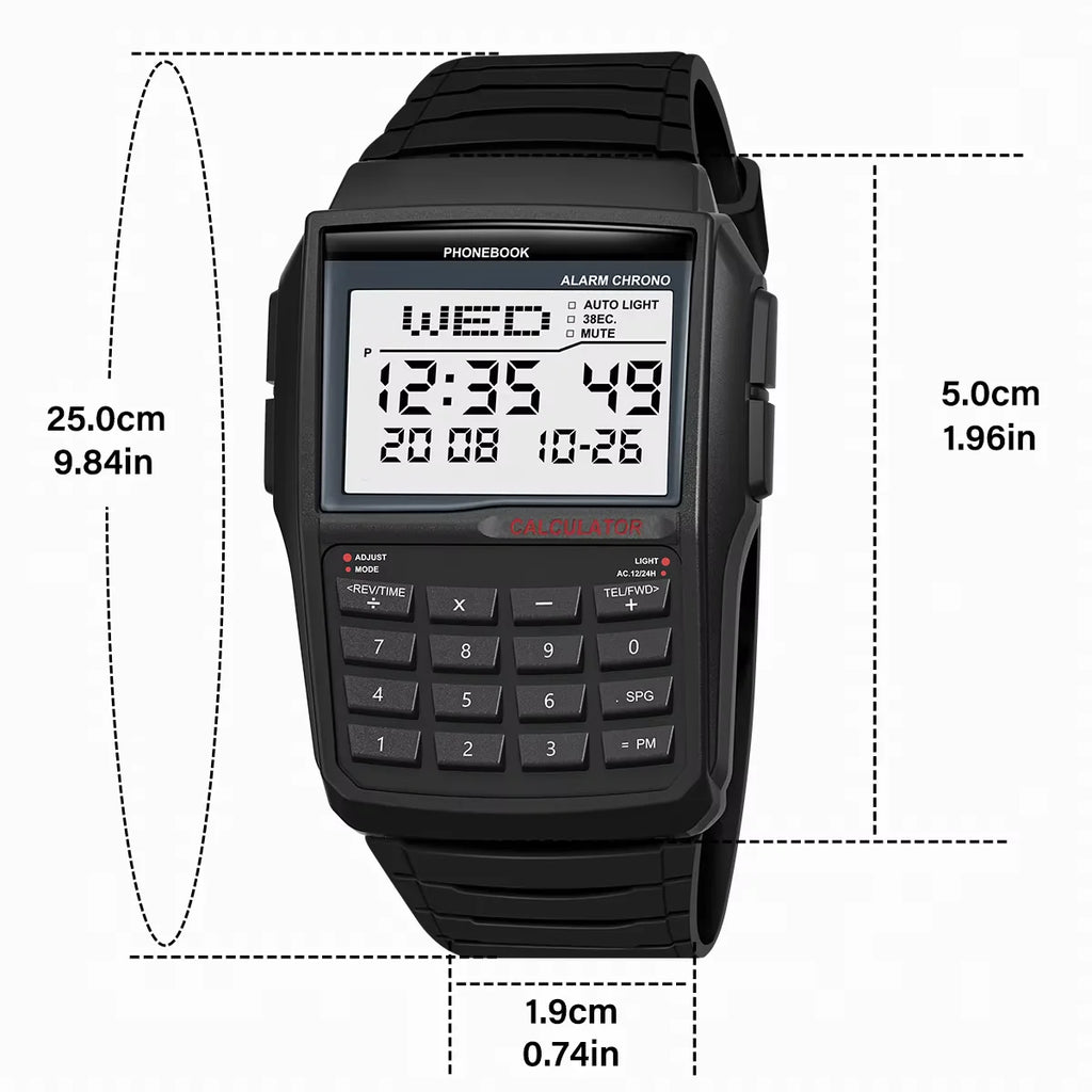 Computer Style Men's Top Luxury Digital Sports Watch Multifunction Calculator Watch LED Electronic Watch