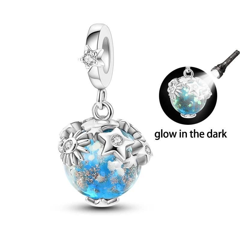 S925 Silver Plated Devil's Eye Guardian Palm Safety Chain Charms Pendants Fit Original Bracelets Fine DIY Birthday Jewelry Gifts