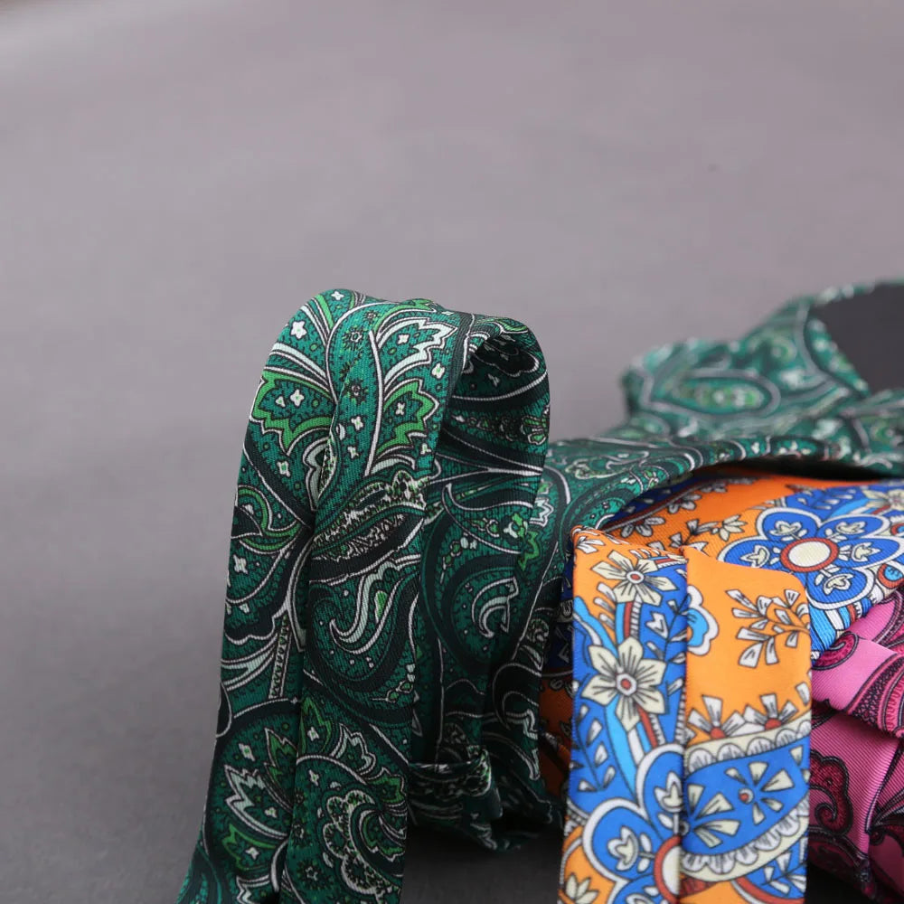 Men's Super Soft Silk Touch Ties Floral Paisley 8cm Necktie For Men Wedding Business Gravata Novelty Printing Neck Ties