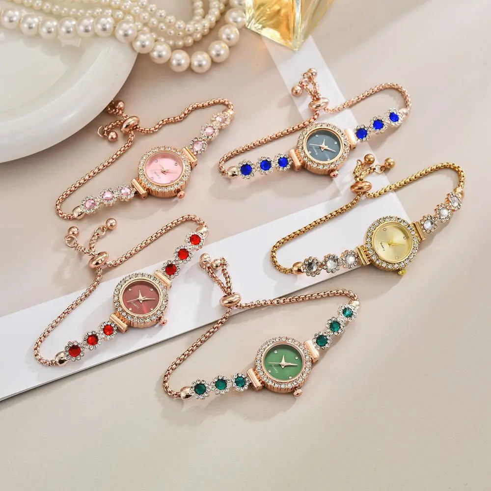 Fashion Rhinestone Women Watches Diamond Flowers Bracelet Ladies Quartz Wristwatch