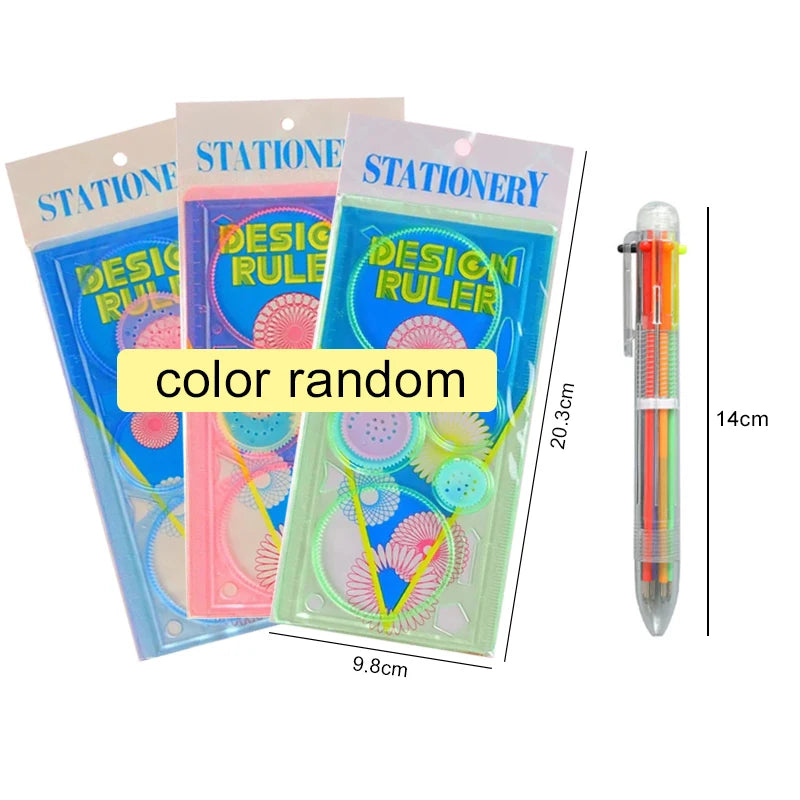 Spirograph Art Drawing Ruler Children DIY Handmade Painting Template Multifunctional Cartoon Color Developmental Toys Gifts TMZ