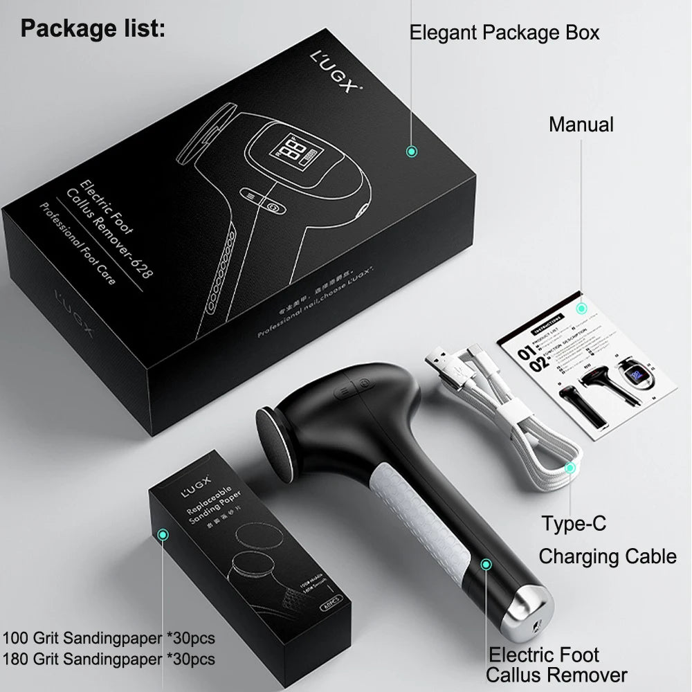 Electric Foot Callus Remover Adjustable Speed 115° Angled Design 8N.cm High Torque Foot Care Machine with Replaceable Sandpaper