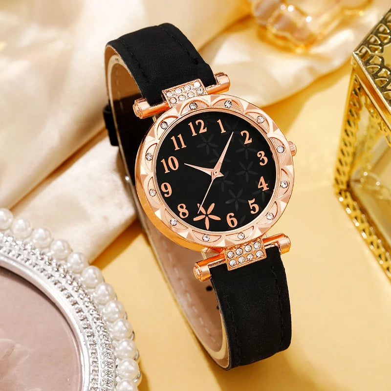 6Pcs Exquisite Fashion Women's Watch Set, Perfect Gift for Birthday Parties, Christmas, Mother's Day, Halloween.