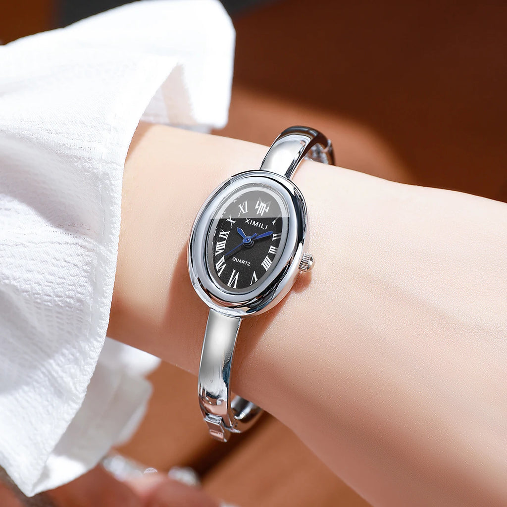 Elegant Oval Roma Dial Women Quartz Watch Fashion Bracelet Strap Ladies Wristwatch Reloj Mujer Girls Clock Gift