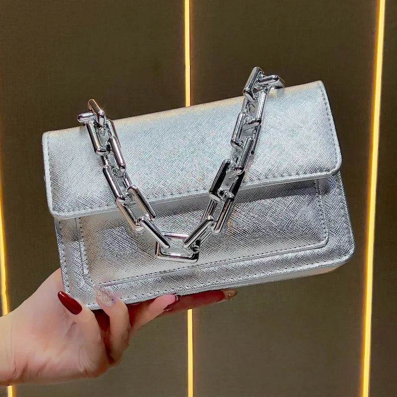 New Evening Women's Bags Luxury Brand Shiny Leather Dinner Party Women's Handbags Fashionable Women's Shoulder Crossbody Bags