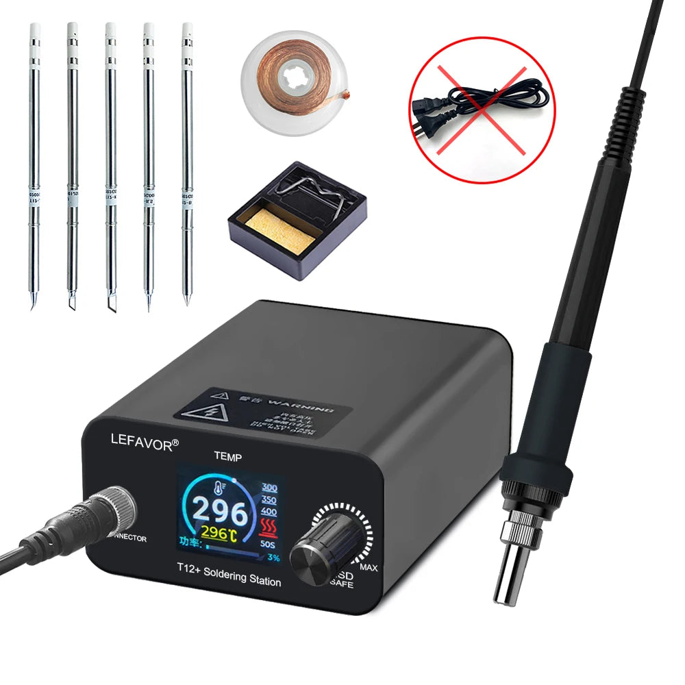 T12 75W Digital Soldering Iron StationTips Welding Rework Station  temperature adjustable control  microcontroller