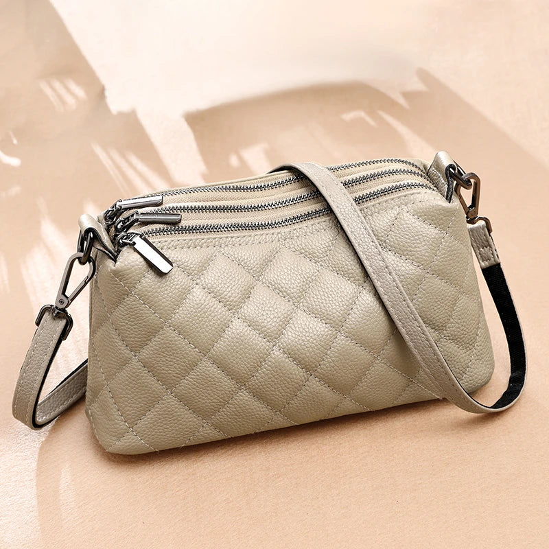 Designer 3 Layers Women's Handbag Cow Leather Female Tote Sac Luxury Soft Solid Genuine Leather Shoulder Crossbody Bag For Women