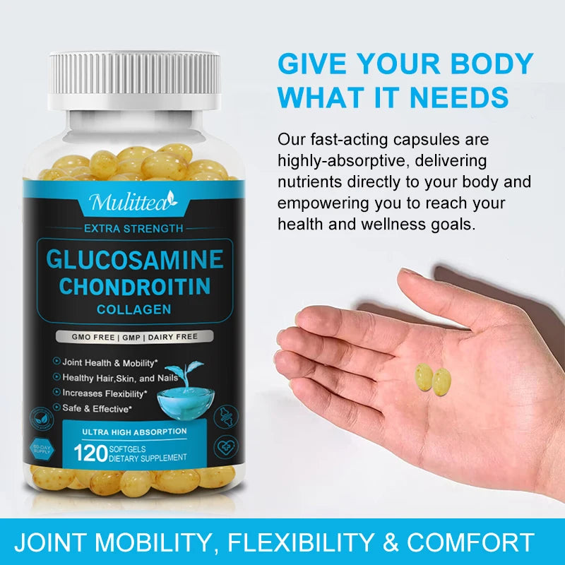 Mulittea Glucosamine Chondroitin for help Joint & Knee Pain help Discomfort of Bones and Improves Joint Mobility