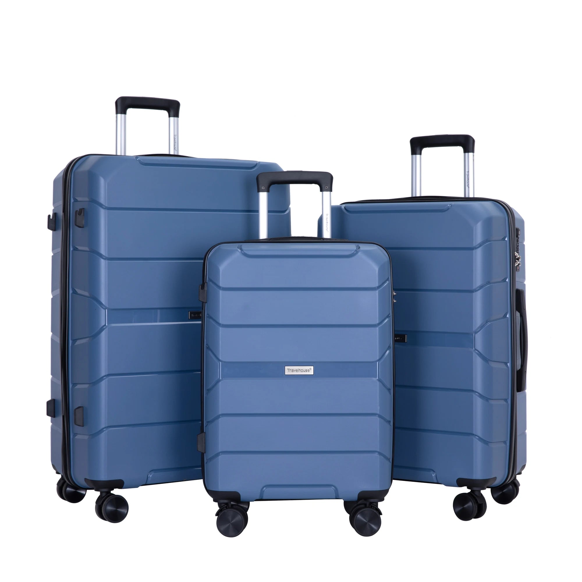 Travelhouse Hardshell Suitcase Spinner Wheels PP Luggage Sets Lightweight Suitcase With TSA Lock, 3-Piece Set (20/24/28)