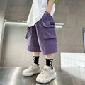 3-14 Years Summer Teenage Boys Pants Stereoscopic Pocket Design Comfortable Loose Fitting Style Short Trousers For Kids