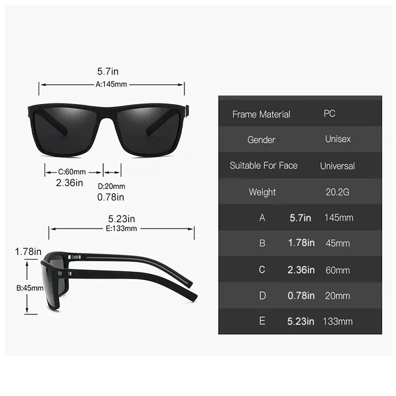 Square Polarized Sunglasses for Men and Women Lightweight Frame Sun Glasses