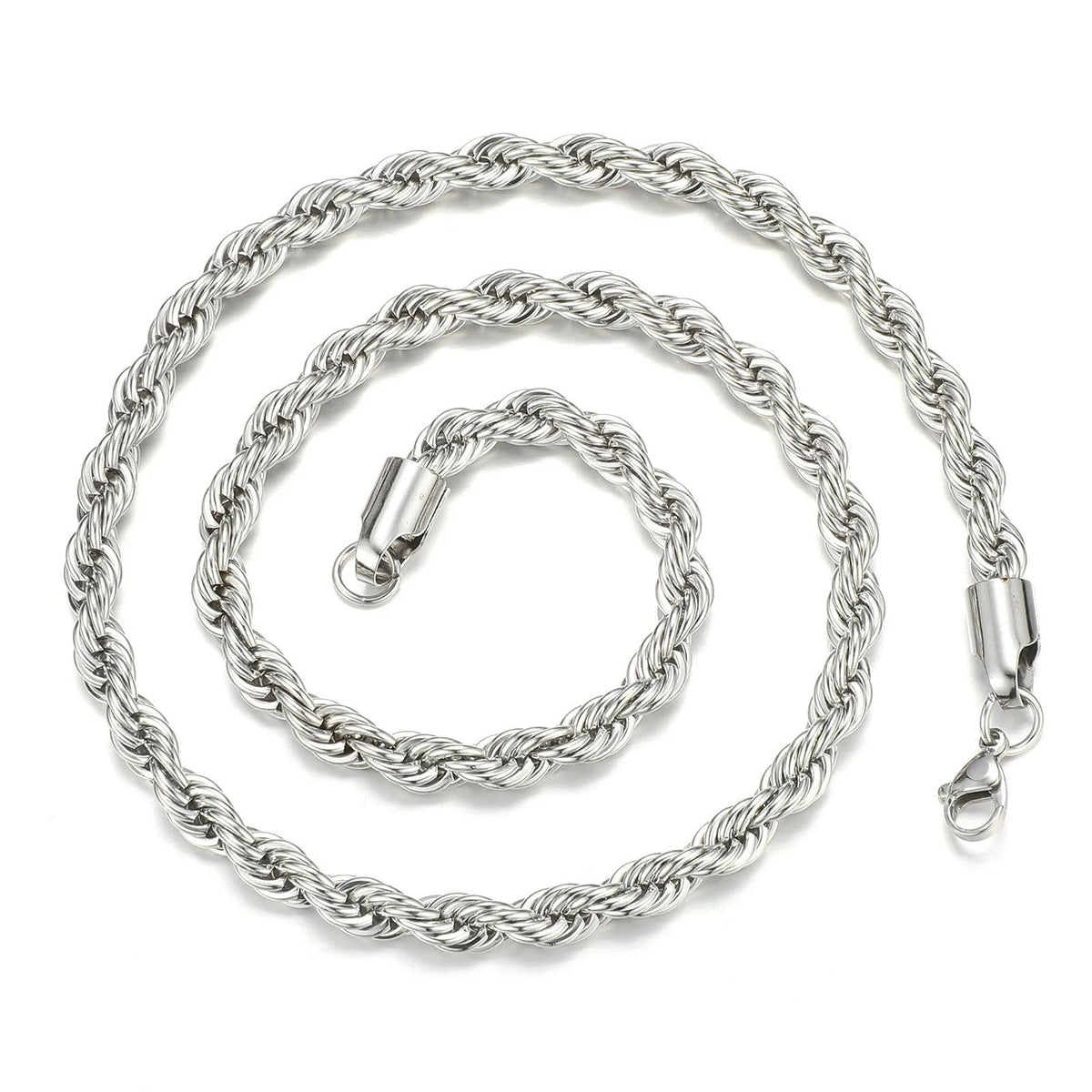 HNSP Men Rope Chain Necklace 316L Stainless Steel Twisted Rope Link Chain For Jewelry Gift For Him Gold Silver Color