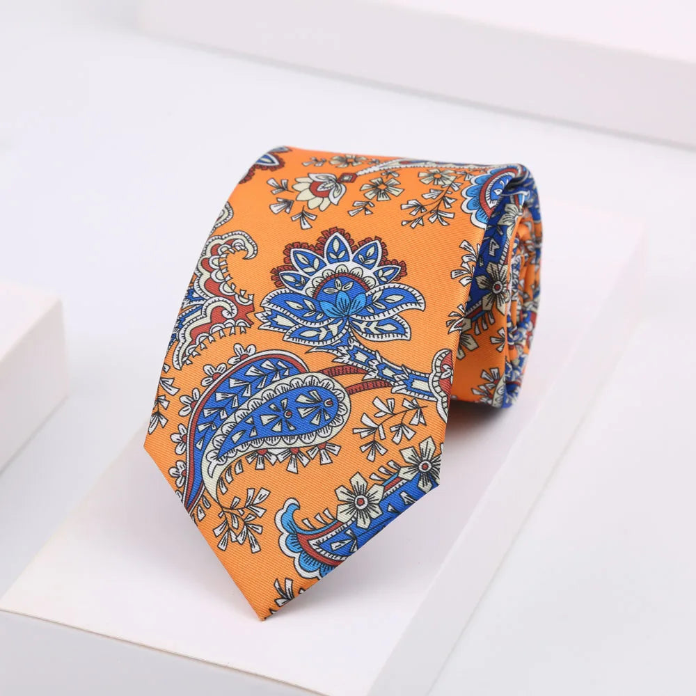Men's Super Soft Silk Touch Ties Floral Paisley 8cm Necktie For Men Wedding Business Gravata Novelty Printing Neck Ties
