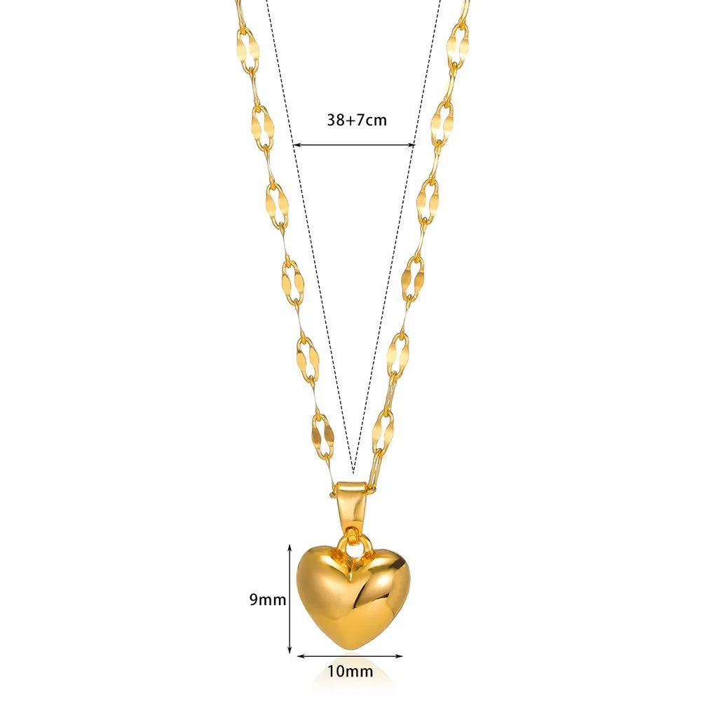 Love Heart Necklace For Women 2025 New Trendy Lip Chain Simple Pendant Necklace Jewelry Gift