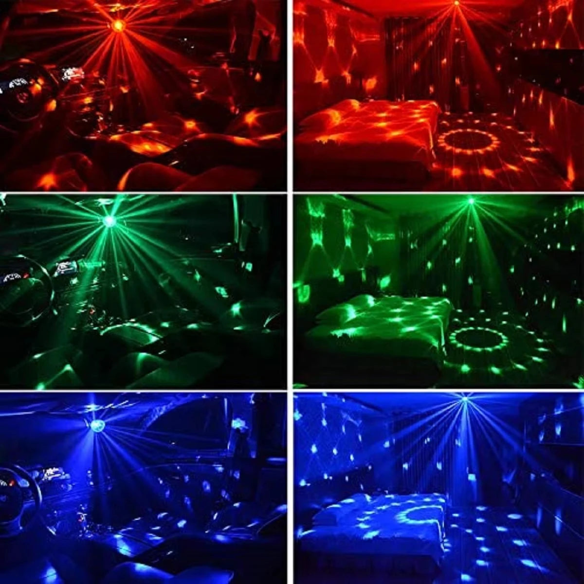 RGB Sound Activated LED Disco Ball Light with Remote Control Rotating DJ Stage Lamp for Home Car Party Club Christmas Decoration