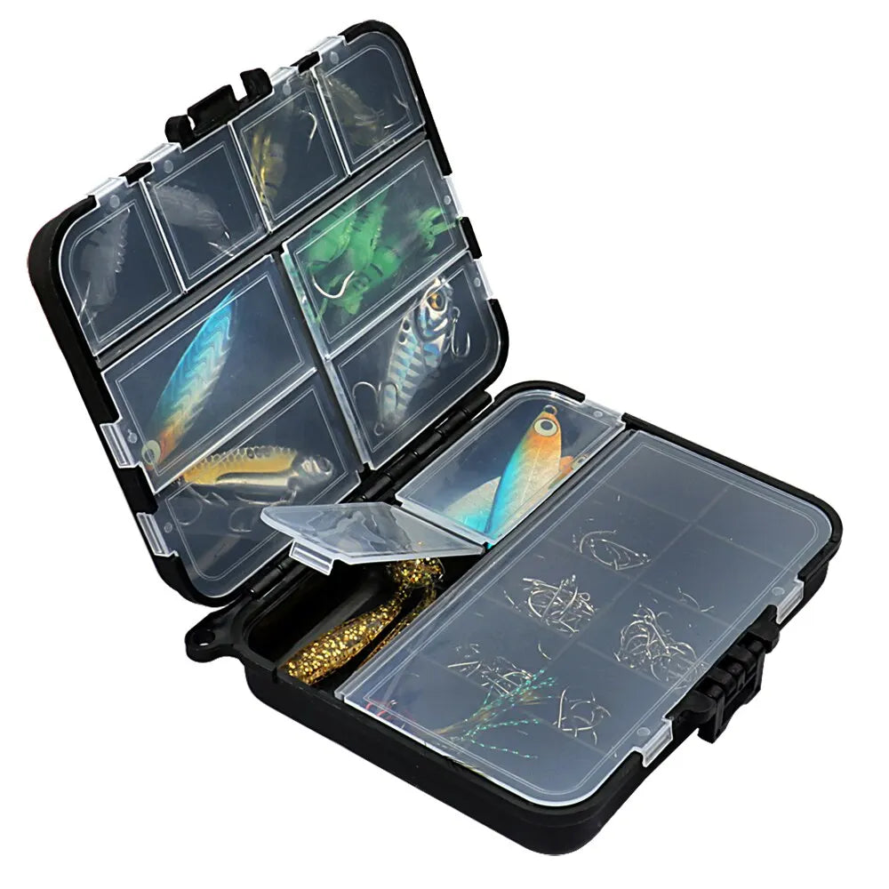 Composable Space Plastic Fishing Tackle Box 2 Layers 12 Individual Compartments Spacer Portable Container Bait Hook Storage Case
