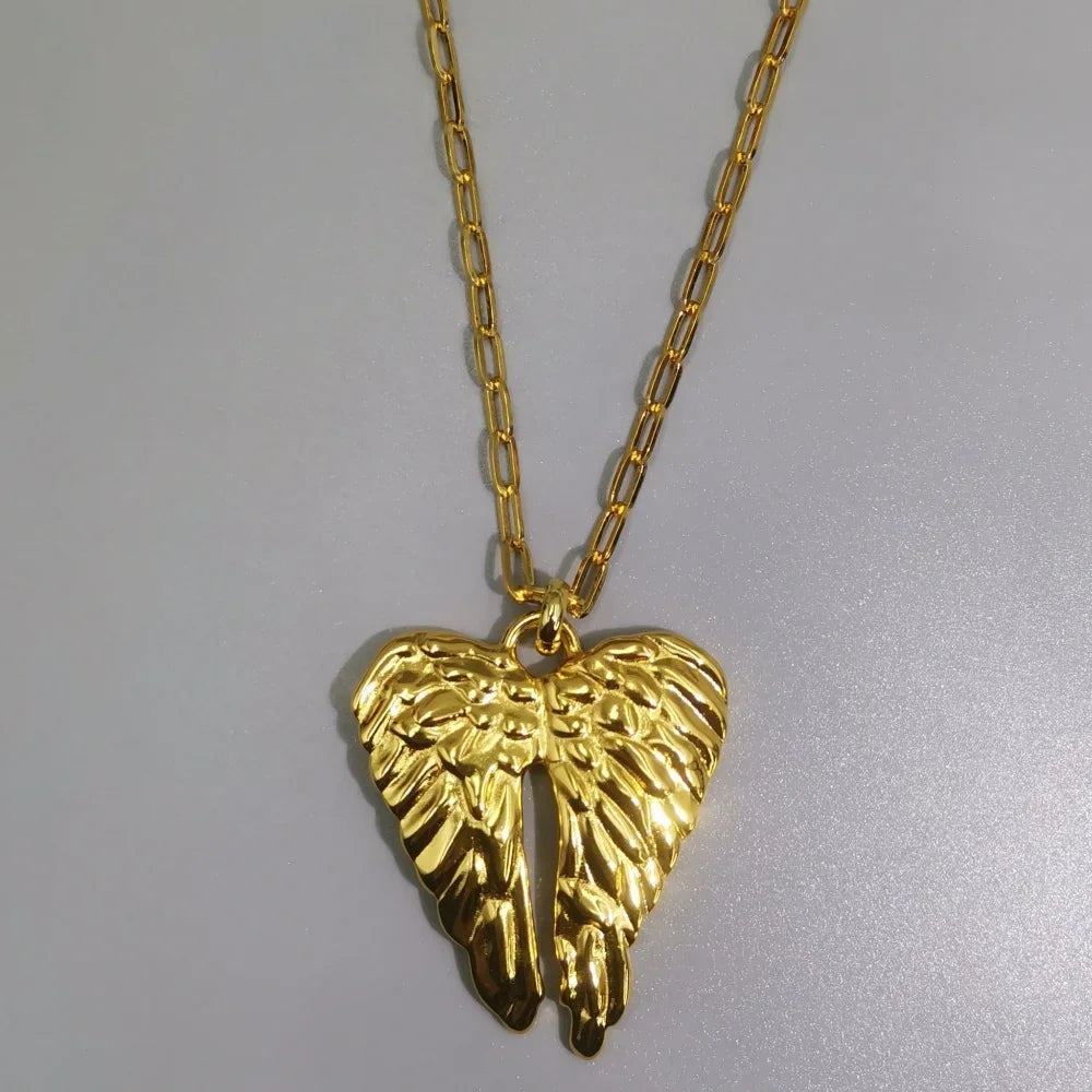 European and American style long sweater chain, angel wing pendant, personalized street women's necklace