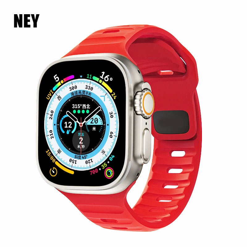 Sport Strap For Apple Watch Ultra band 49mm 45mm 46mm 44mm 42mm 41mm Silicone Air hole Bracelet iWatch Serie 11 10 9 8 7 6 SE