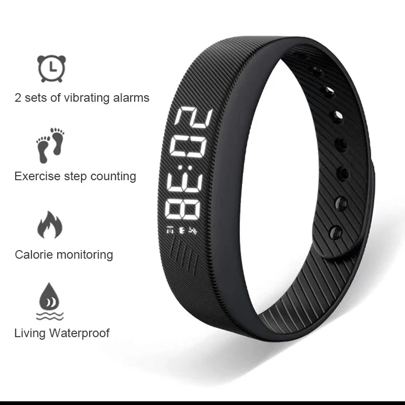 Smart Bracelet LED Digital Vibration Alarm Wrist Waterproof Smart Clock Smartband With Running Pedometer Monitor Smart Band