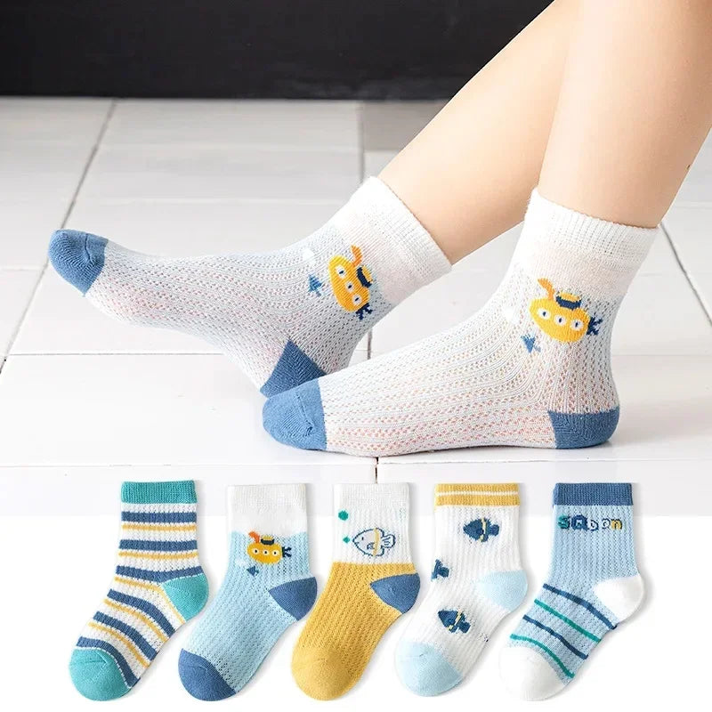 Kids Socks 5 Pairs/Lot Spring Summer Cotton Girls Socks Cute Flowers Pattern for Children Baby Little Girl Clothing Accessories