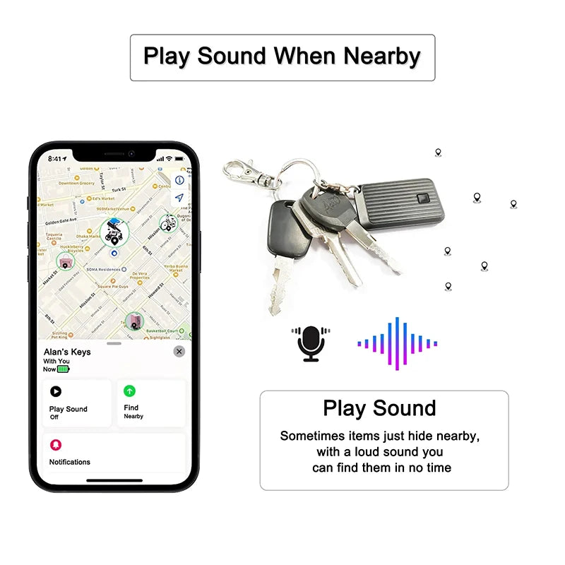 New Anti Loss GPS Tracker MINI Black Square Locator For Mobile Anti-theft Use In Conjunction With iOS System Find My APP